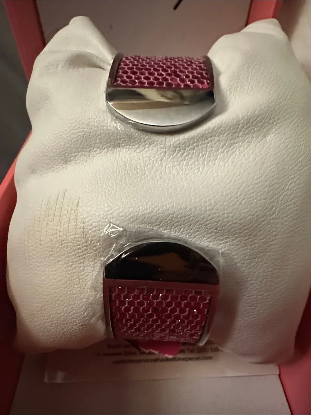 Betsey Johnson Silver-Tone Bangle Watch with Pink shimmer accents